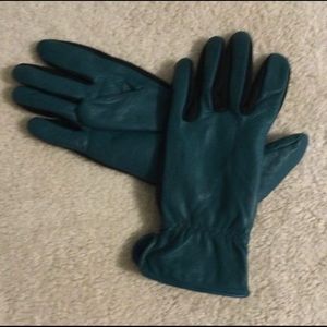 Leather Teal Green w/Black Trim Medium Gloves